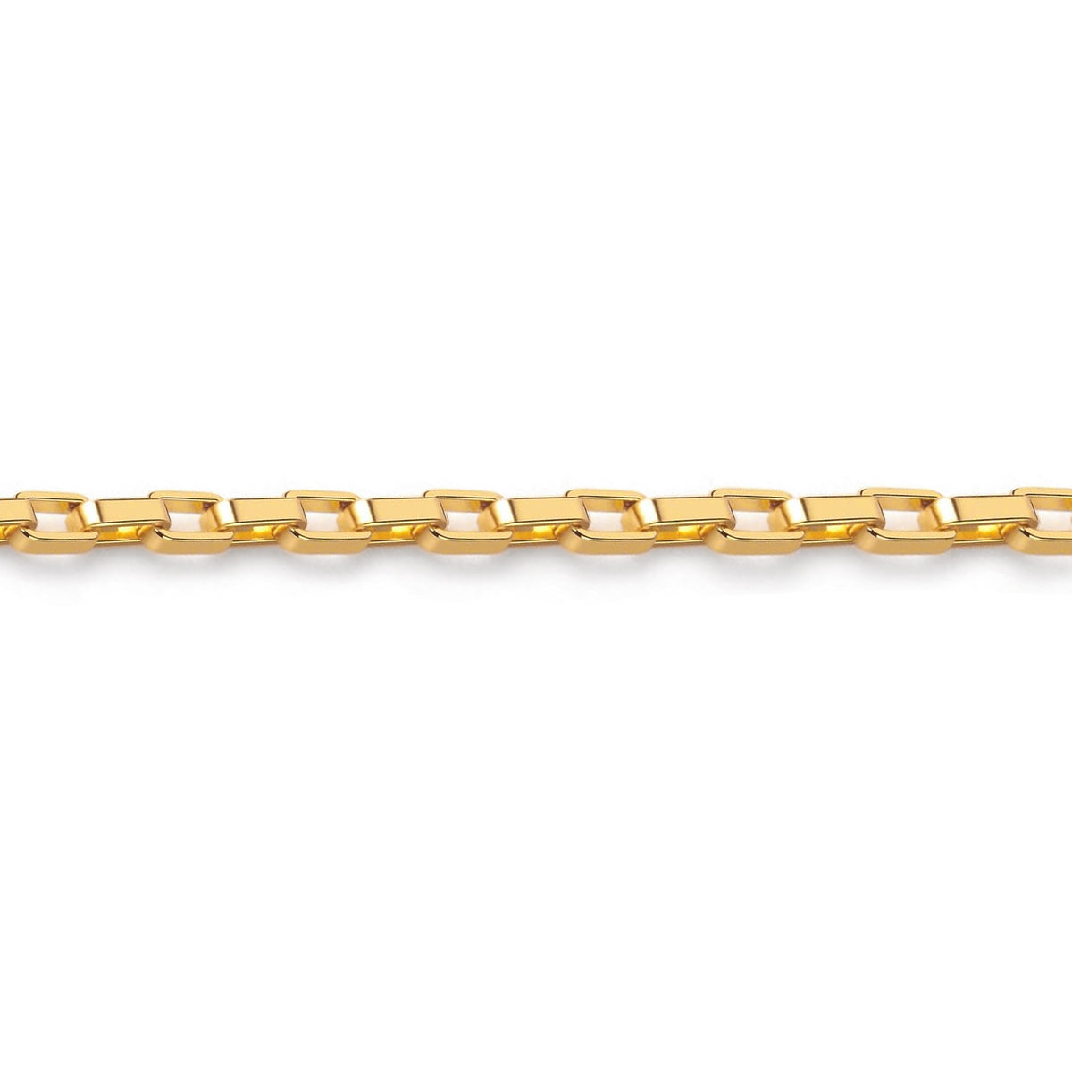 Close up detail of gold-tone box chain