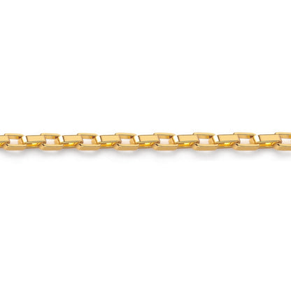 Close up detail of gold-tone box chain