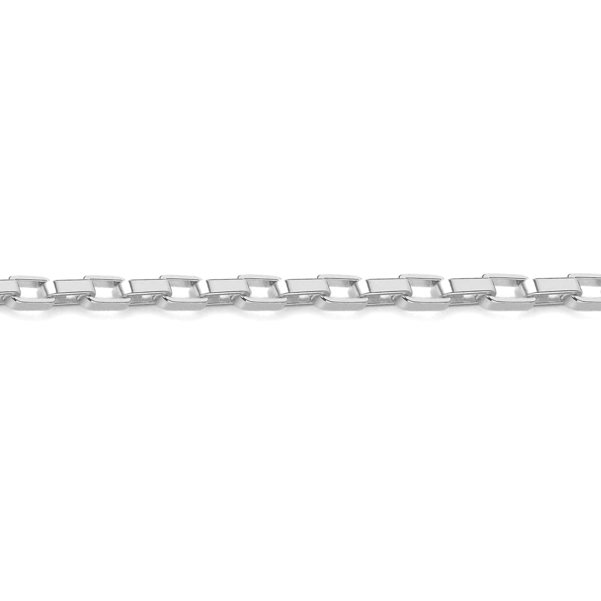 Close up detail of silver-tone box chain