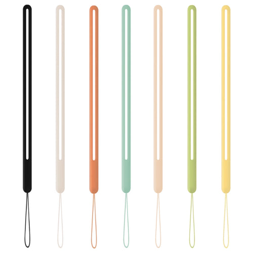  Seven 7-inch Sudzsees™ Shortie lanyards in black, white, orange, mint, peach, green, and yellow, with attachment loop cords